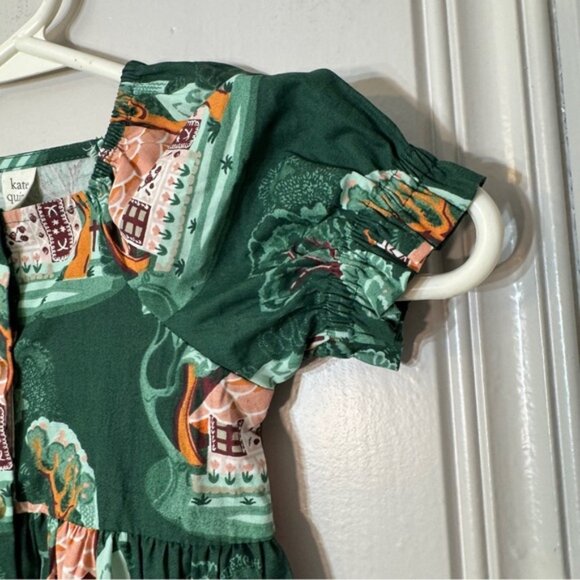 KATE QUINN THE WOODLAND DRESS GINGERBREAD COTTAGE ORGANIC COTTON POPLIN 12-18M - Picture 4 of 10